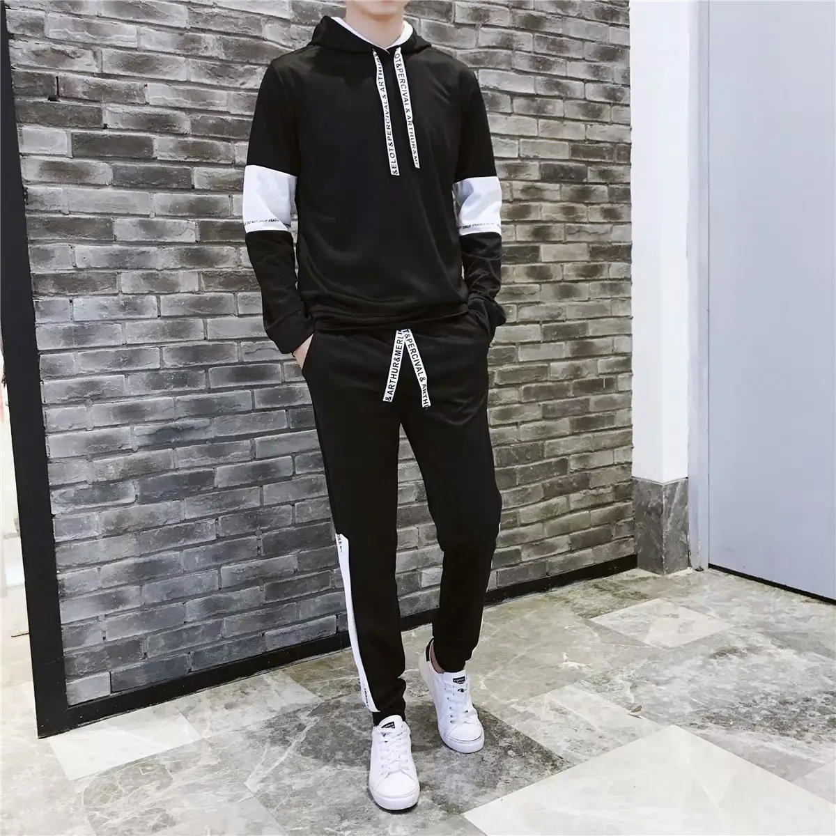 Men 2-Piece Black Korean Style Sweater Suit - Image 11