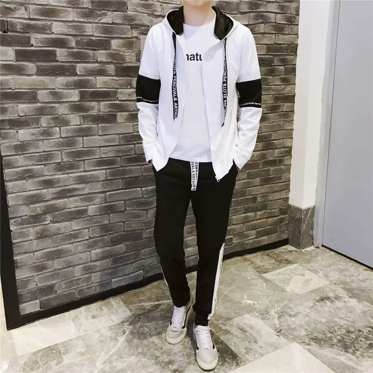 Men 2-Piece Black Korean Style Sweater Suit - Image 2