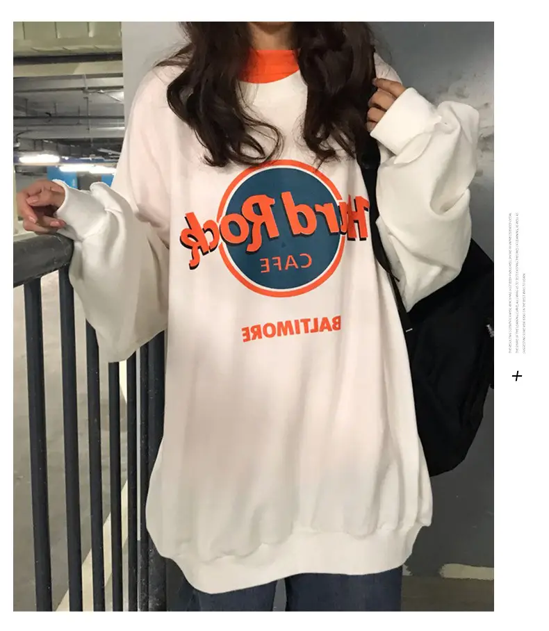 Women 2025 Sweatshirt Set Red Cream Loose Fit Harajuku Style — feature 6