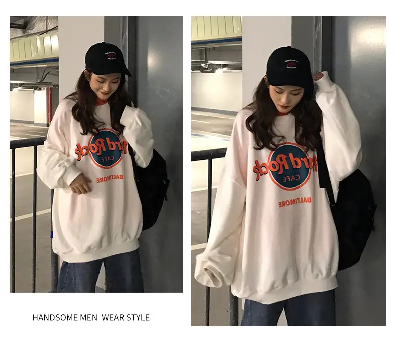 Women 2025 Sweatshirt Set Red Cream Loose Fit Harajuku Style — feature 7