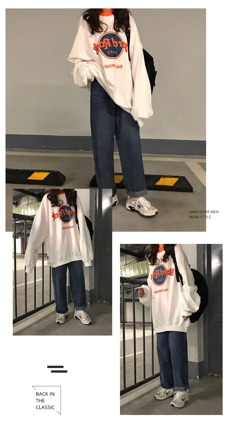 Women 2025 Sweatshirt Set Red Cream Loose Fit Harajuku Style — feature 8