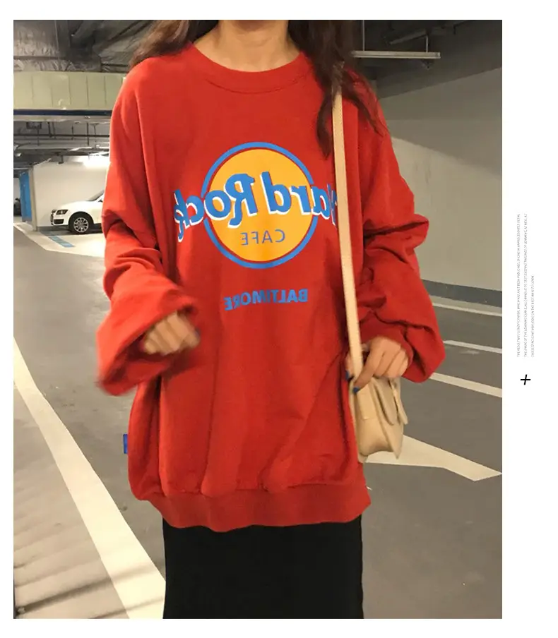 Women 2025 Sweatshirt Set Red Cream Loose Fit Harajuku Style — feature 9