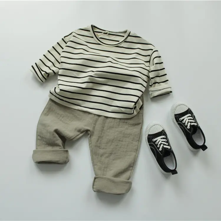 New Spring Base Layer Shirt for Boys Striped Cotton Top — feature 6