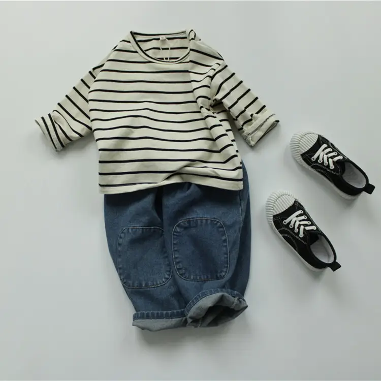 New Spring Base Layer Shirt for Boys Striped Cotton Top — feature 7