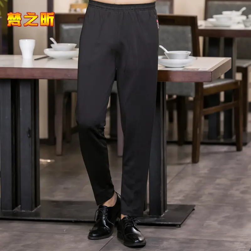 Black Four-Sided Elastic Women's Pants Large - Image 3
