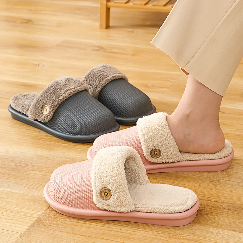New Autumn and Winter Cotton Slippers Women's Coral Fleece Warm Waterproof Non-slip Detachable Interior Interior Home Shoes - Image 7
