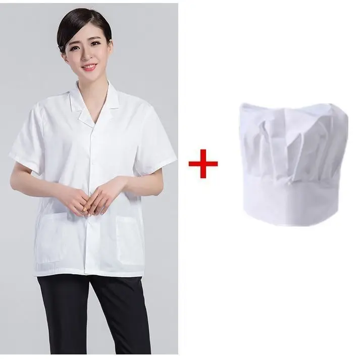 Women White Chef Hat & Shirt Set Thin Summer - Image 6