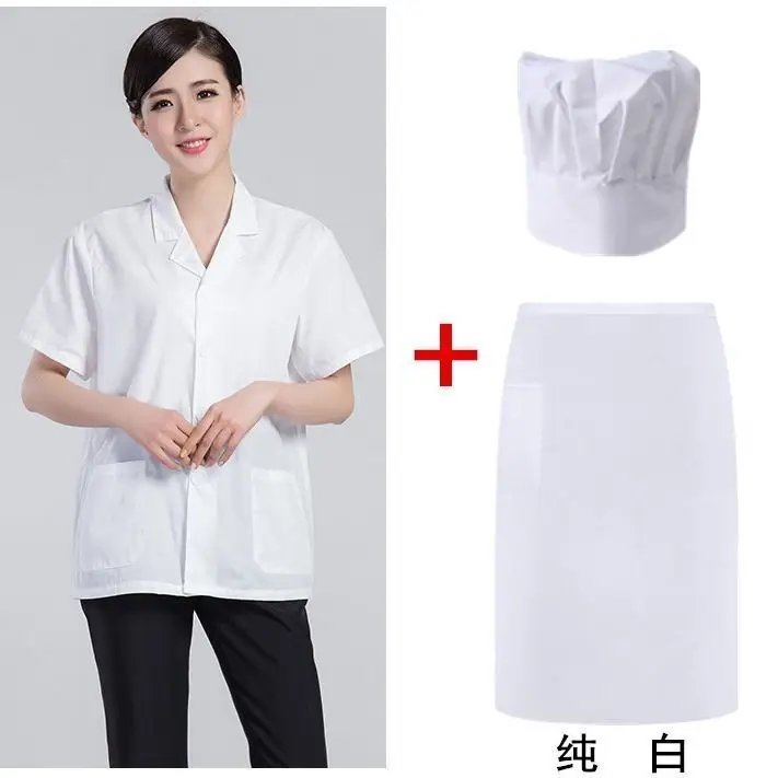 Women White Chef Hat & Shirt Set Thin Summer - Image 7
