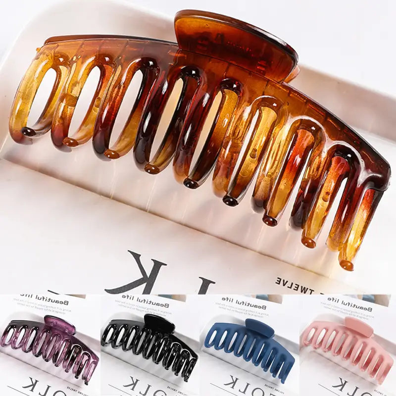 Japanese & Korean Hot-selling Large Ponytail Clip Back Head Top Clip Hollow Long Twisted Claw Clip Elegant Grab Clip All-match Hair Accessories — feature 13