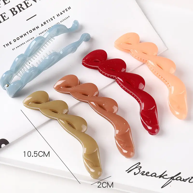 Japanese & Korean Hot-selling Large Ponytail Clip Back Head Top Clip Hollow Long Twisted Claw Clip Elegant Grab Clip All-match Hair Accessories — feature 2