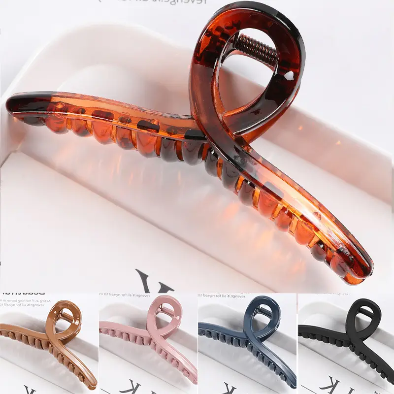 Japanese & Korean Hot-selling Large Ponytail Clip Back Head Top Clip Hollow Long Twisted Claw Clip Elegant Grab Clip All-match Hair Accessories — feature 21