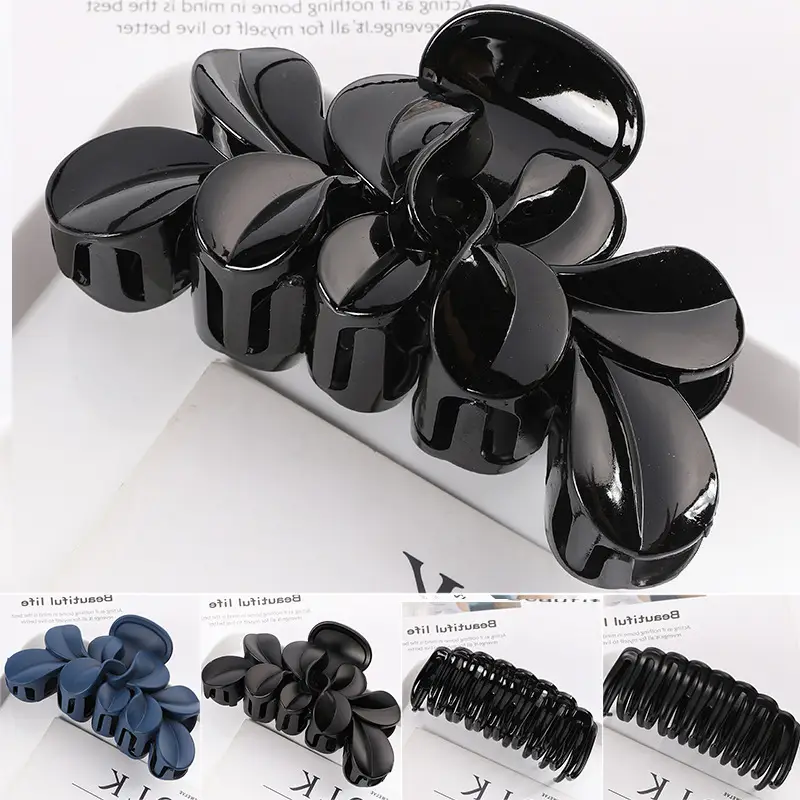 Japanese & Korean Hot-selling Large Ponytail Clip Back Head Top Clip Hollow Long Twisted Claw Clip Elegant Grab Clip All-match Hair Accessories — feature 26