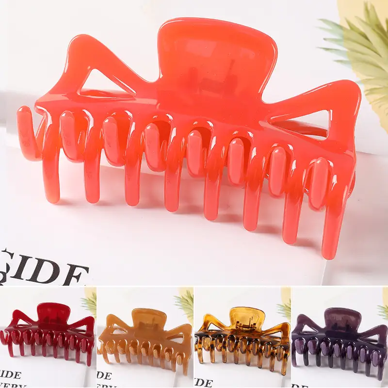 Japanese & Korean Hot-selling Large Ponytail Clip Back Head Top Clip Hollow Long Twisted Claw Clip Elegant Grab Clip All-match Hair Accessories — feature 42