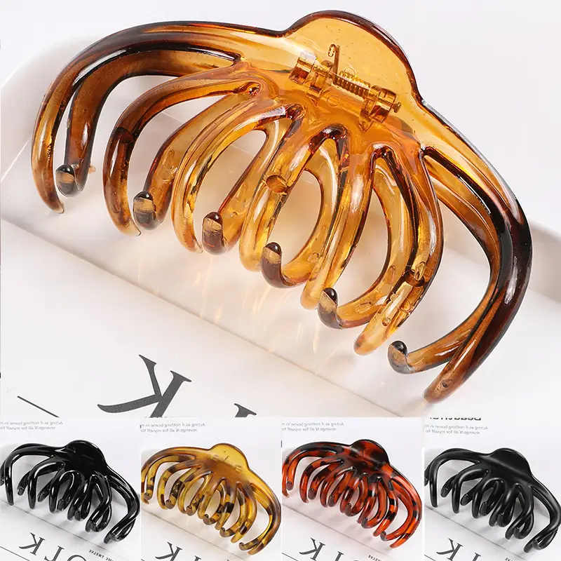 Japanese & Korean Hot-selling Large Ponytail Clip Back Head Top Clip Hollow Long Twisted Claw Clip Elegant Grab Clip All-match Hair Accessories — feature 45