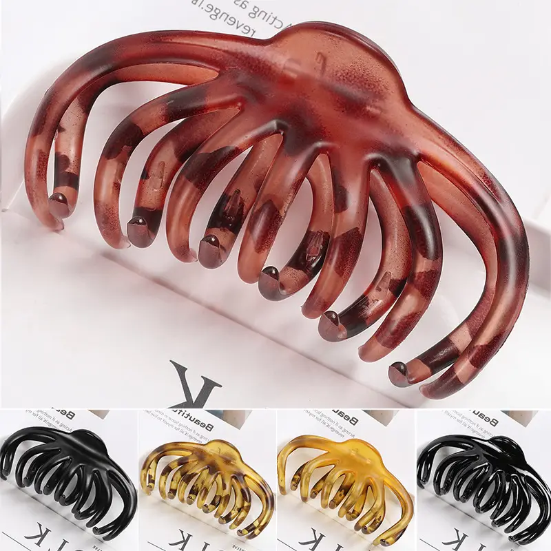 Japanese & Korean Hot-selling Large Ponytail Clip Back Head Top Clip Hollow Long Twisted Claw Clip Elegant Grab Clip All-match Hair Accessories — feature 46
