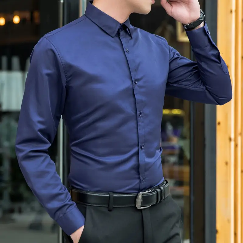 Men's Slim Fit Burgundy Button-Down Shirt - Image 9