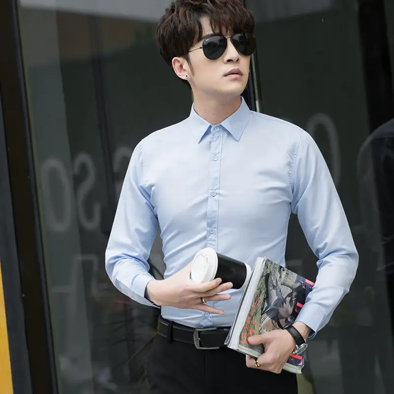 Men's Slim Fit Burgundy Button-Down Shirt - Image 3