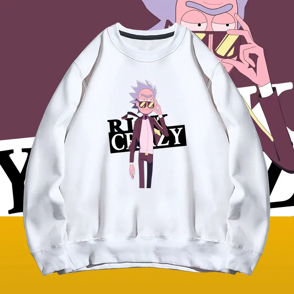 Rick Morty Cartoon Crewneck Sweater Yellow