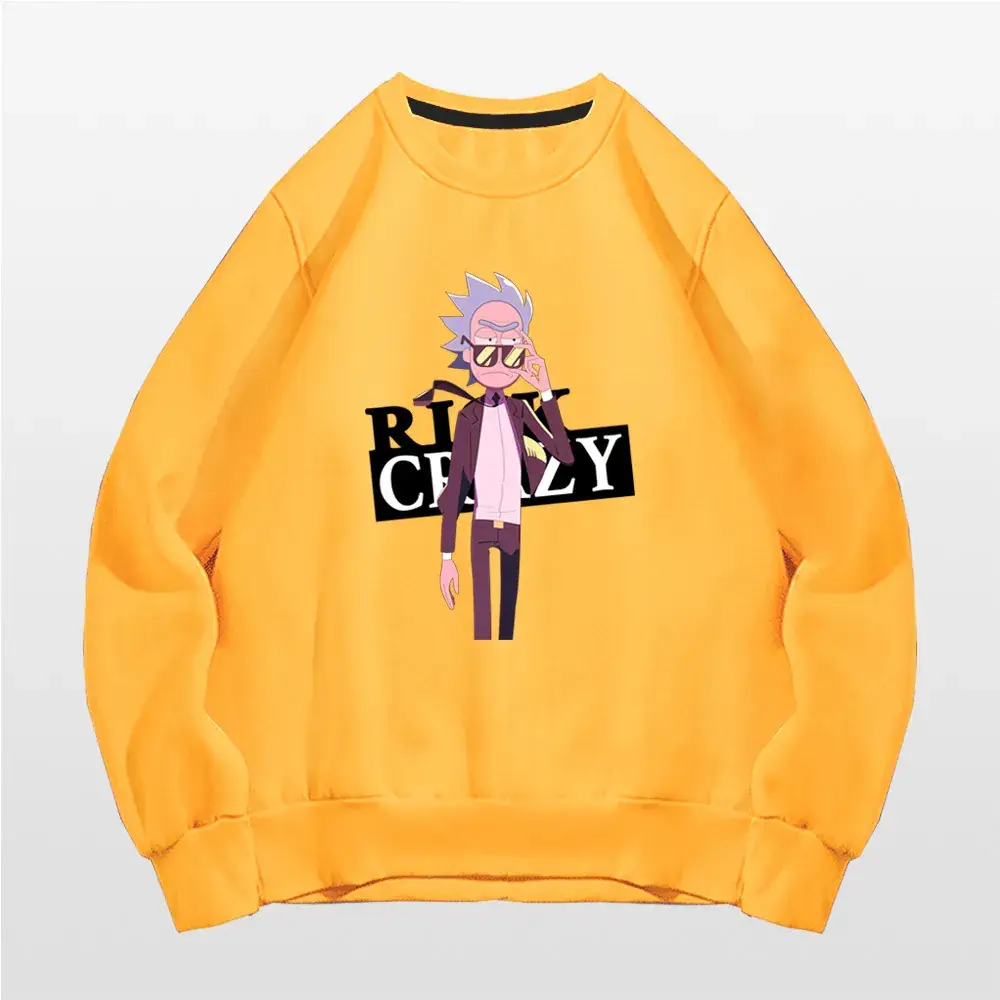 Rick Morty Cartoon Crewneck Sweater Yellow