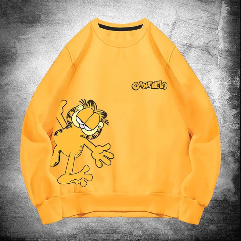 Men Women Casual Garfield Print Sweatshirt Black - Image 12