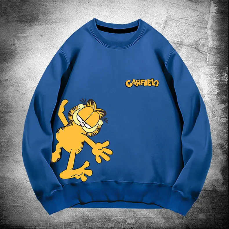 Men Women Casual Garfield Print Sweatshirt Black - Image 14