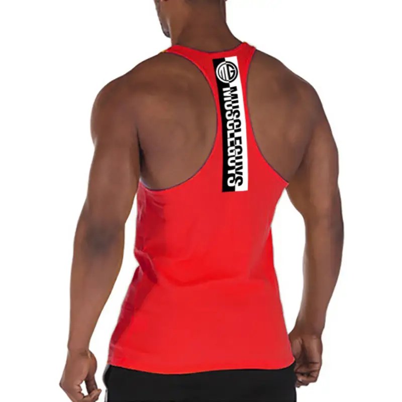 Men Sleeveless Fitness Vest White Back Printed - Image 3