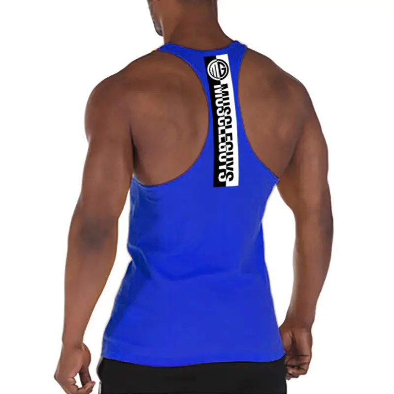 Men Sleeveless Fitness Vest White Back Printed - Image 6