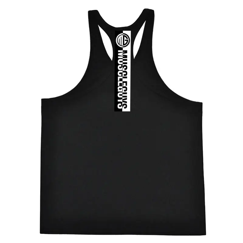 Men Sleeveless Fitness Vest White Back Printed - Image 7