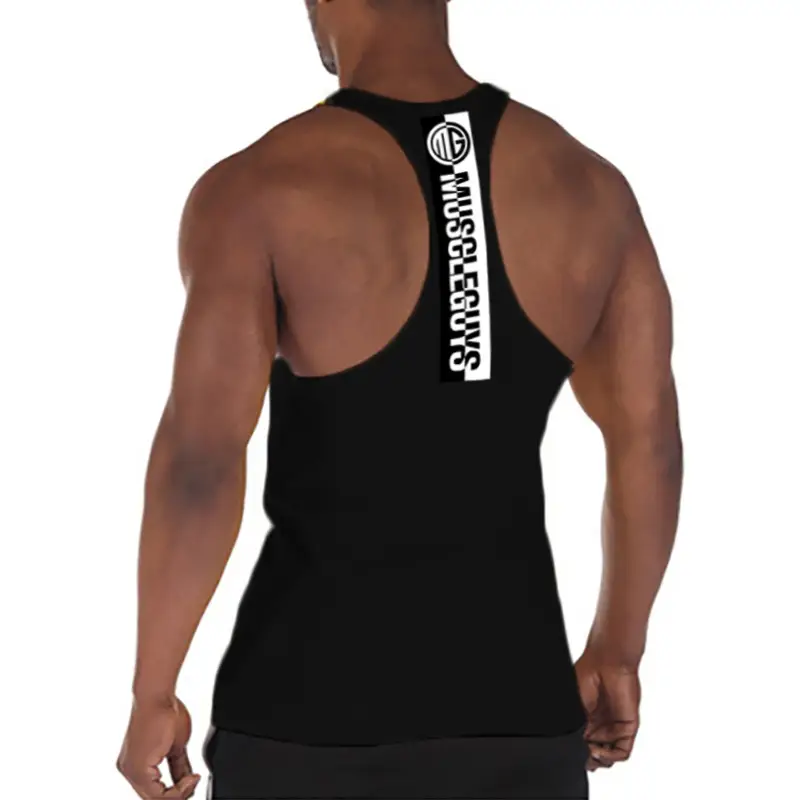 Men Sleeveless Fitness Vest White Back Printed - Image 5