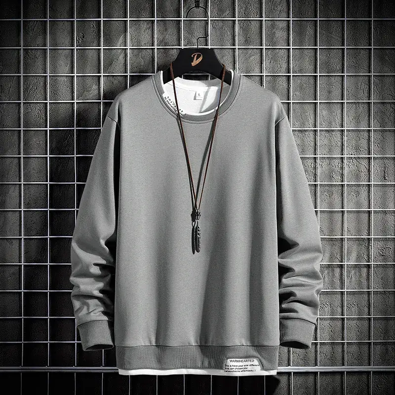 Men's Long Sleeve Sweatshirt Maroon Round Neck - Image 5