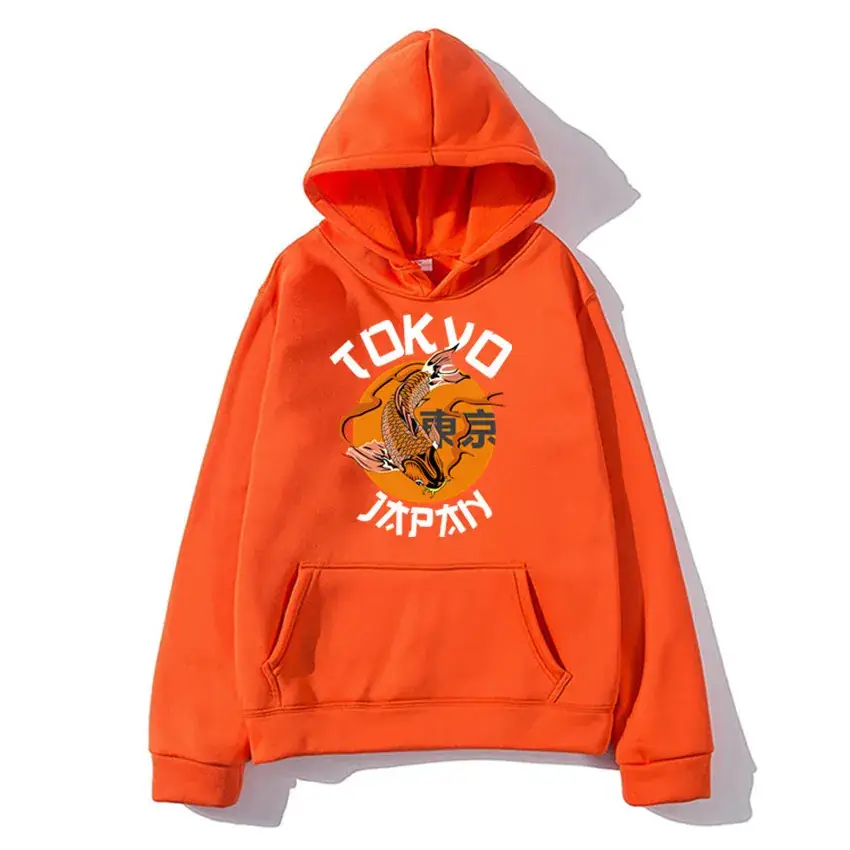 Tokyo Jigro Printed Orange Hoodie for Men - Image 11