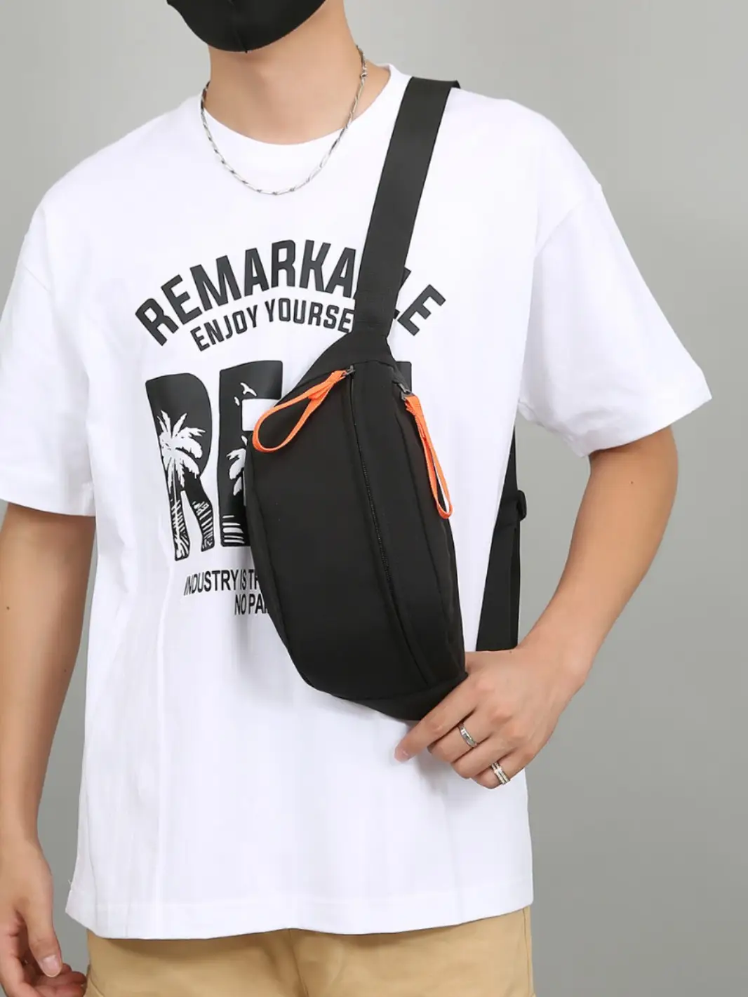 Turquoise Japanese Style Waist Bag for Men - Image 10