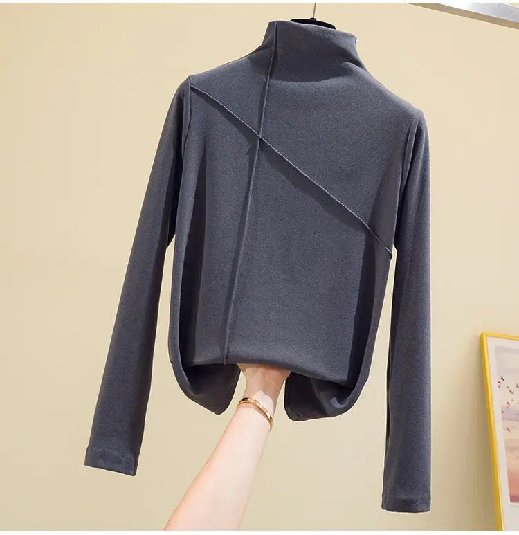 Women Black Velvet Push Up Long Sleeve Shirt — feature 11