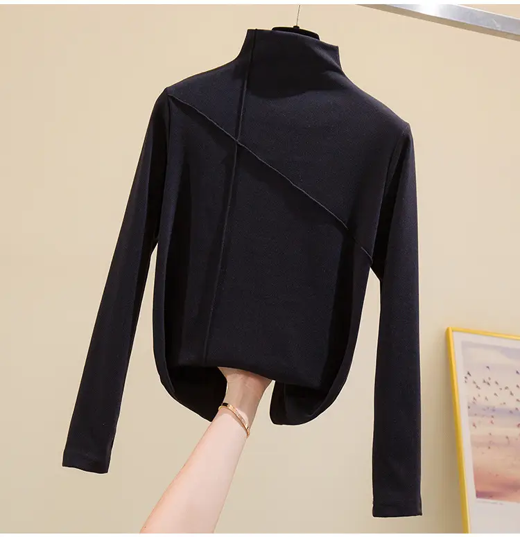 Women Black Velvet Push Up Long Sleeve Shirt — feature 15