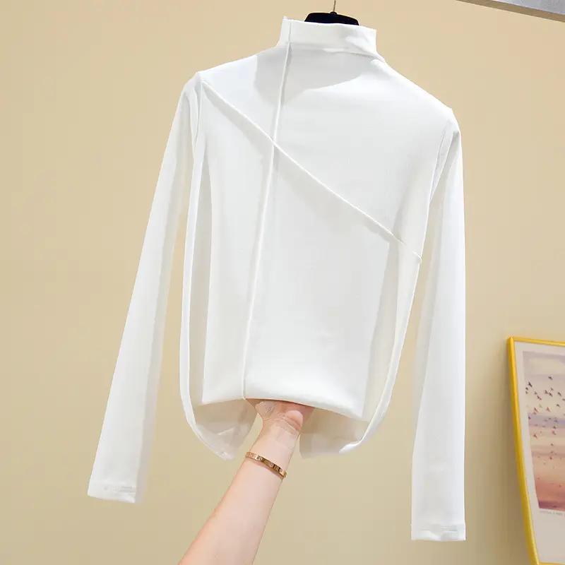 Women Black Velvet Push Up Long Sleeve Shirt - Image 4