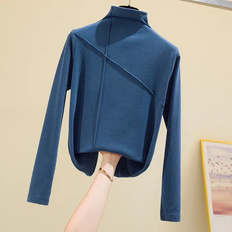 Women Black Velvet Push Up Long Sleeve Shirt - Image 6