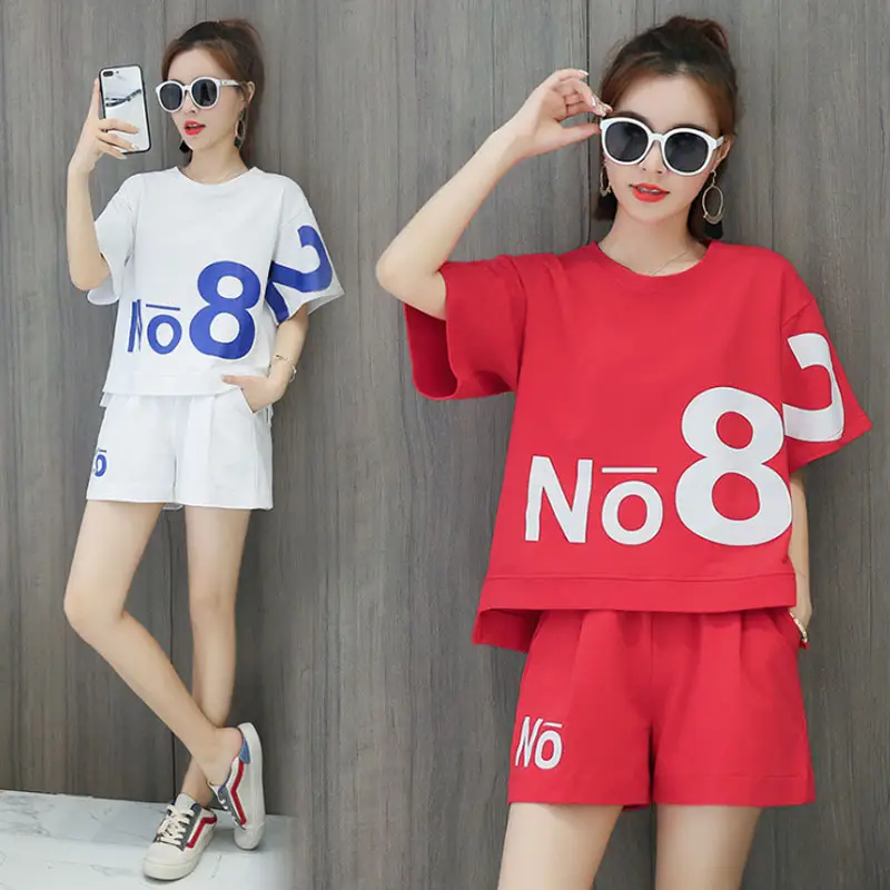 Women Green No8 Print Casual Shorts Set 2021 - Image 14