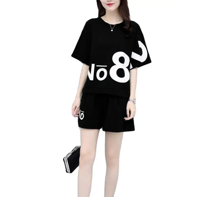 Women Green No8 Print Casual Shorts Set 2021 - Image 16