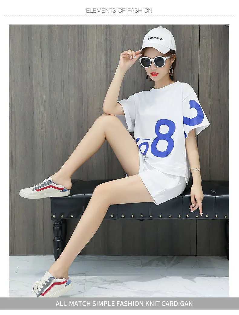 Women Green No8 Print Casual Shorts Set 2021 — feature 10