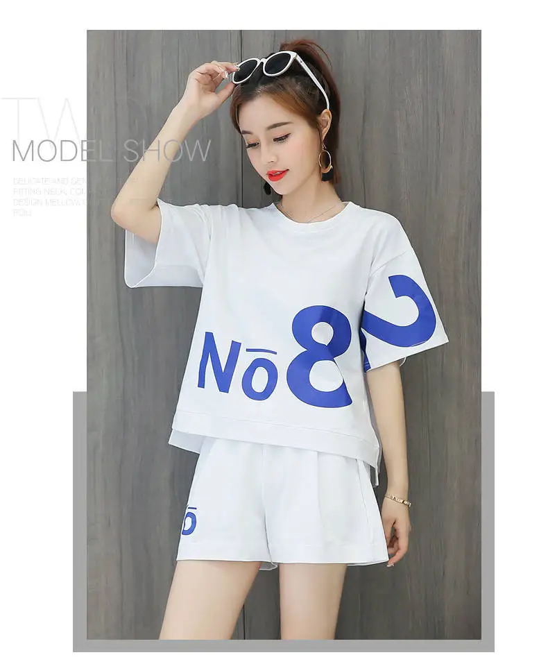 Women Green No8 Print Casual Shorts Set 2021 — feature 11