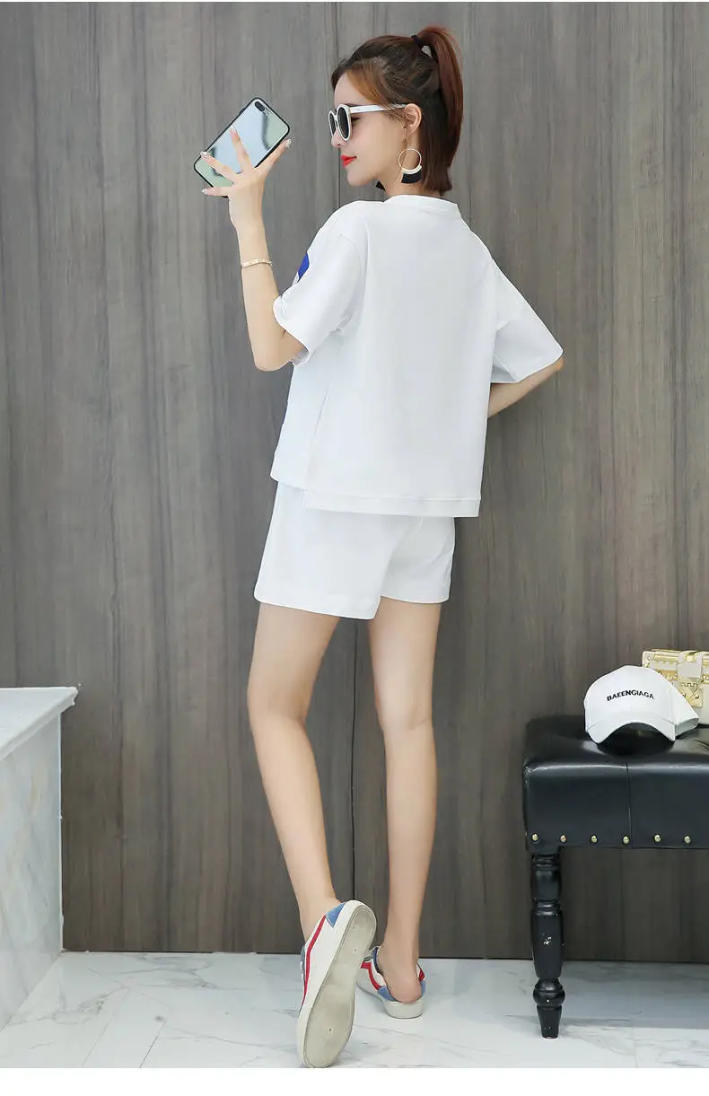 Women Green No8 Print Casual Shorts Set 2021 — feature 12