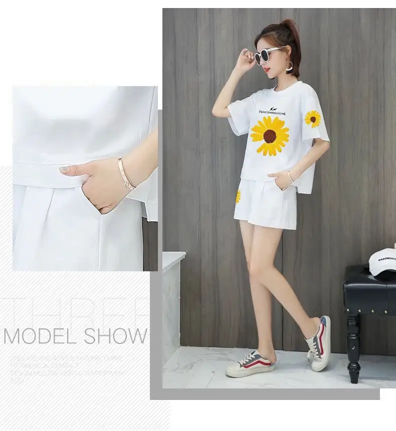 Women Green No8 Print Casual Shorts Set 2021 — feature 33
