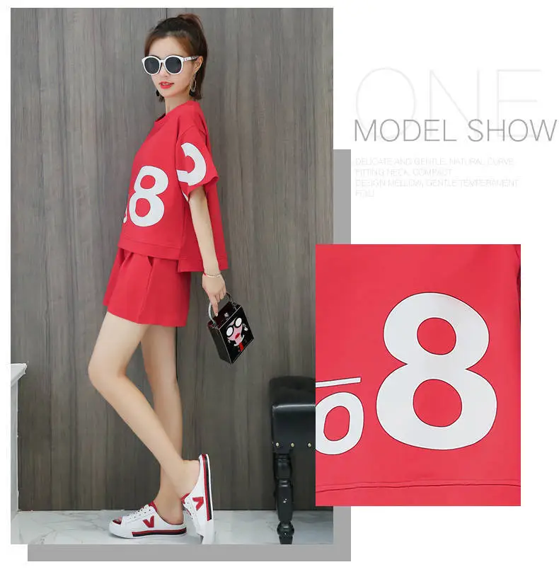 Women Green No8 Print Casual Shorts Set 2021 — feature 7