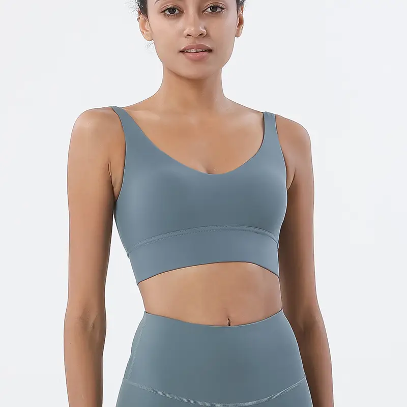 Diamond Double-Sided Brushed Deep V Back Sports Bra Shockproof Push-Up Yoga Sports All-In-One Bra Fitness Vest