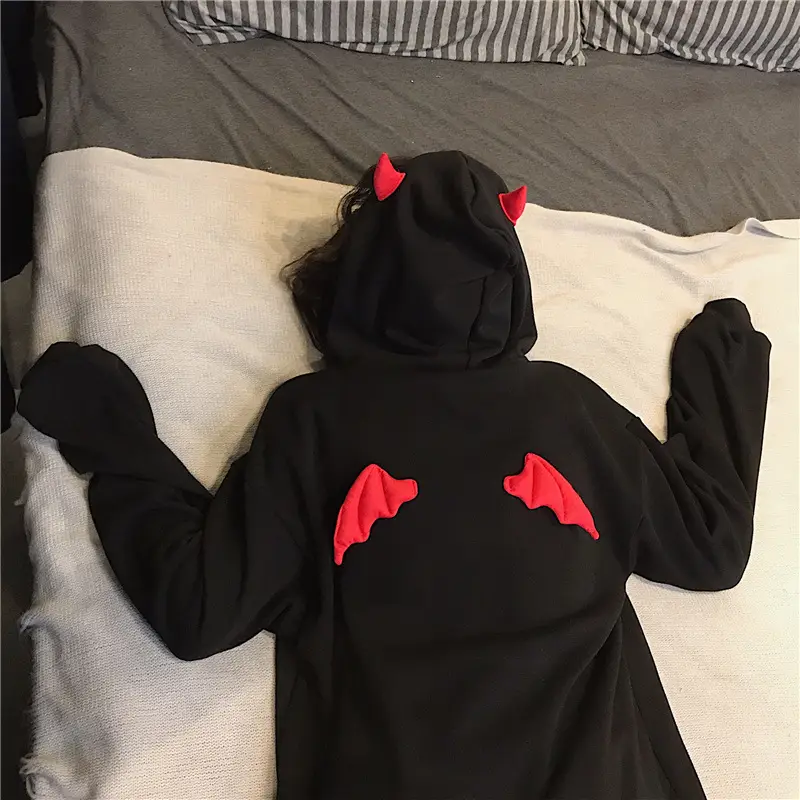Korean Style Little Devil Hooded Sweatshirt for Women - Image 3
