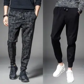 Men Camo Track Pants Loose Toe Winter Sports Casual