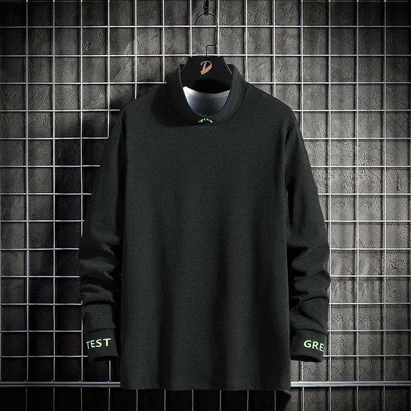 Men Long Sleeve Velvet T-Shirt White Winter Korean Style