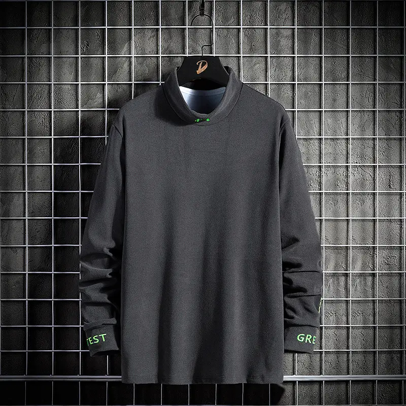 Men Long Sleeve Velvet T-Shirt White Winter Korean Style