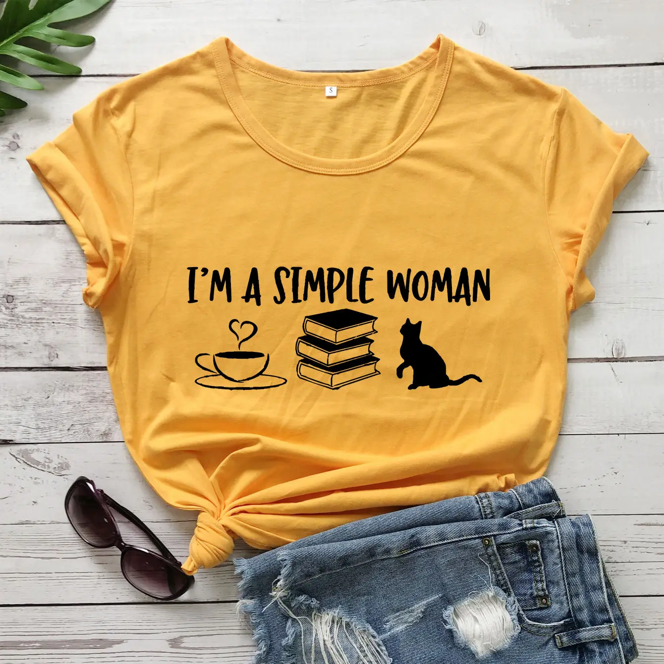 I'm A Simple Woman T-Shirt Coffee Cat Design