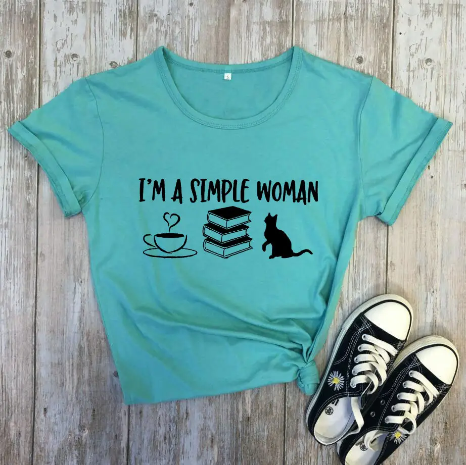 I'm A Simple Woman T-Shirt Coffee Cat Design